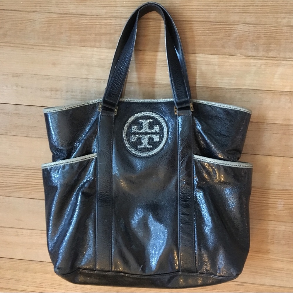 Tory Burch Leather and Snakeskin Tote